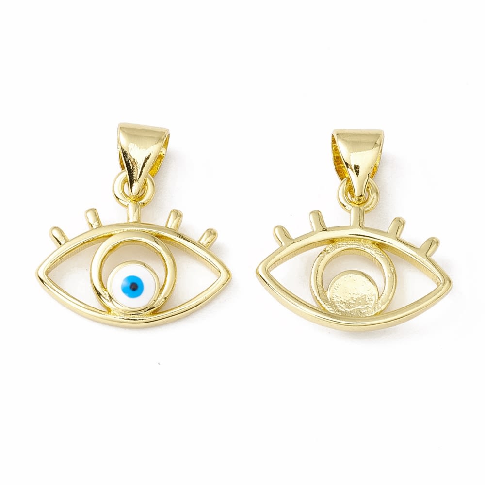 Dije colgante esmaltado ojo turco 15 mm baño oro / unidad3