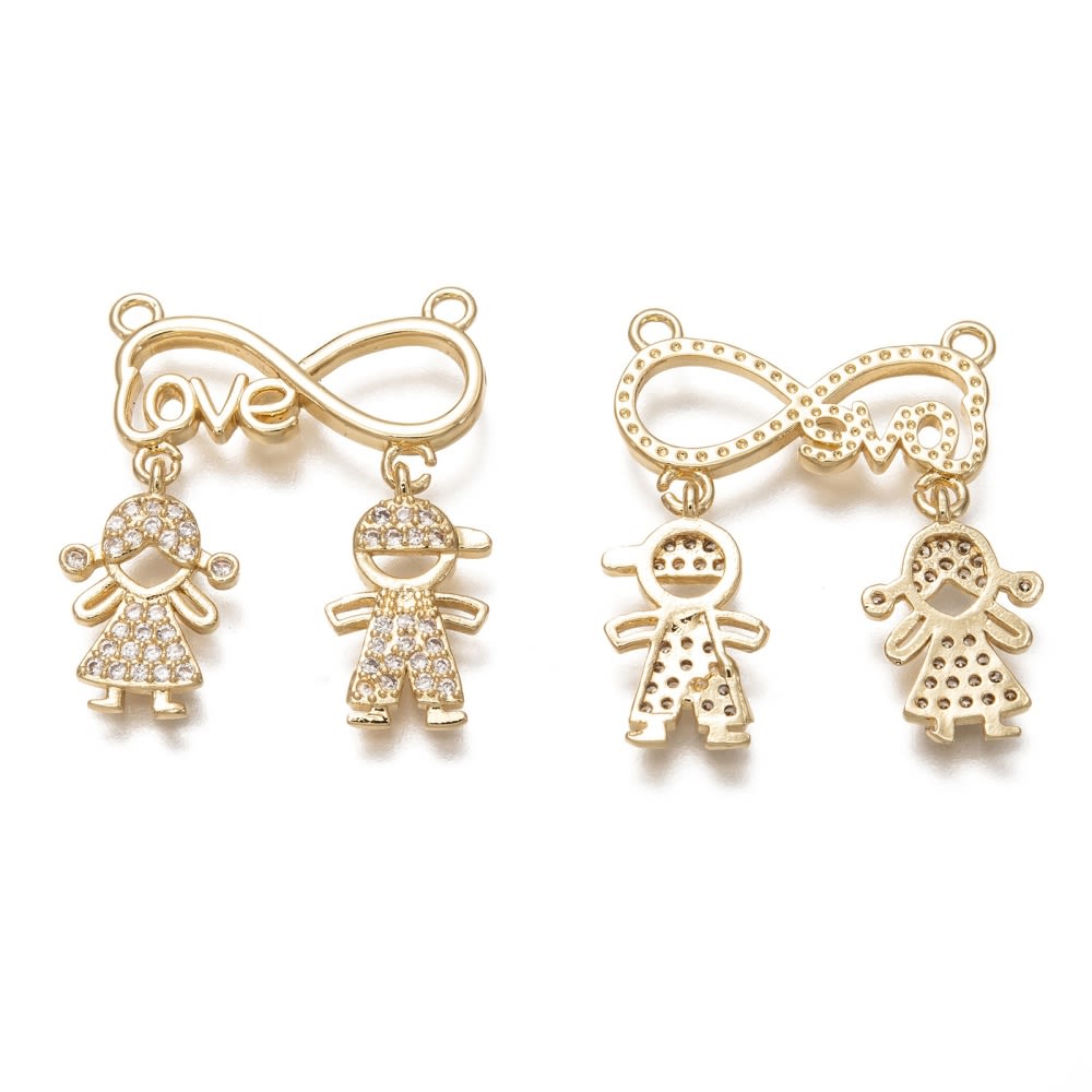 Dije conector niña niño zircón love infinito baño de oro / unidad1