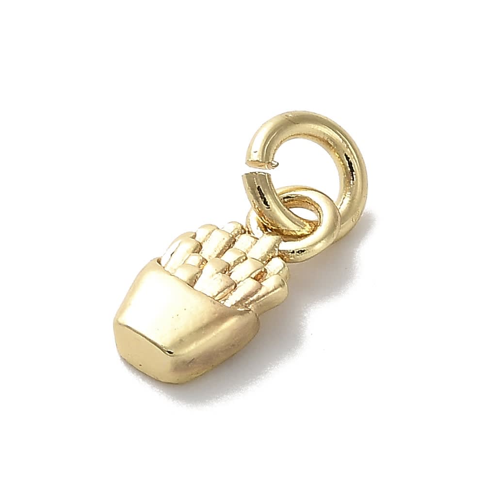 Dije colgante mini papas fritas 9.5 mm baño oro / unidad2