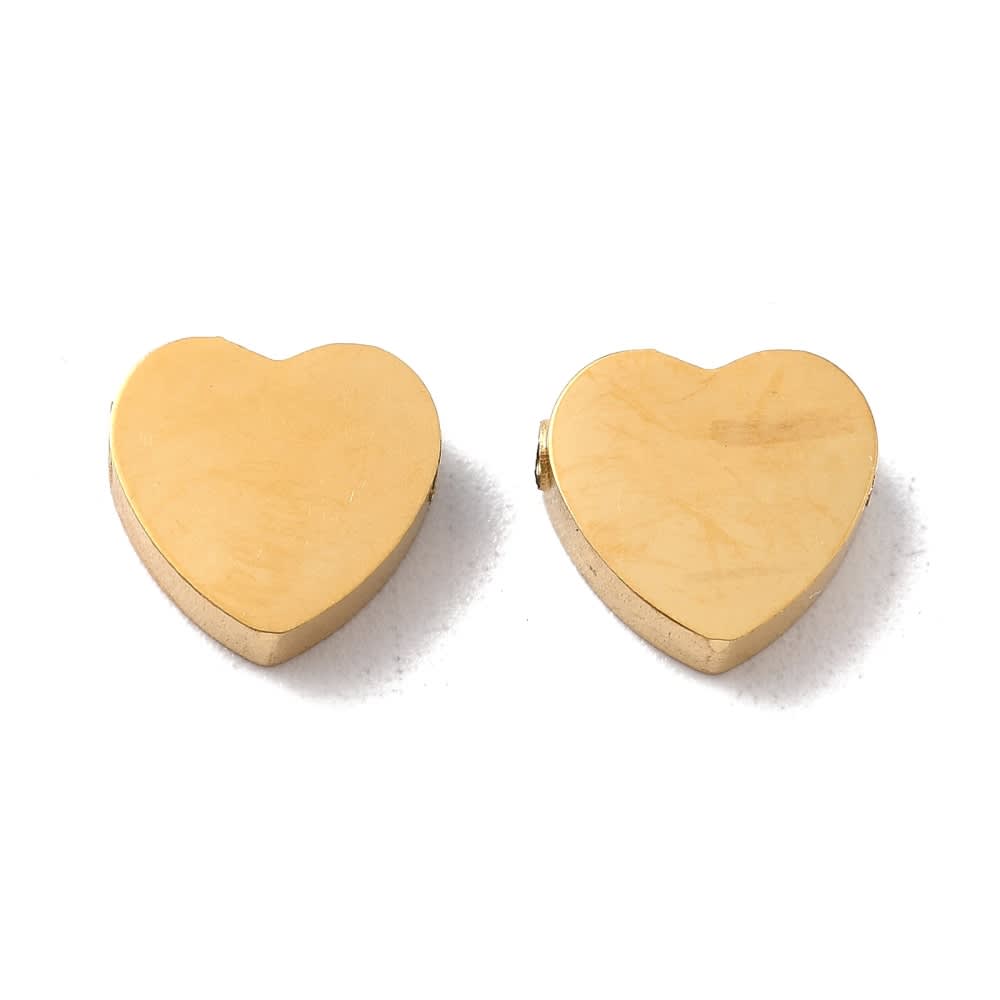 Dije pasador corazón 8.5 mm acero dorado plateado / unidad6