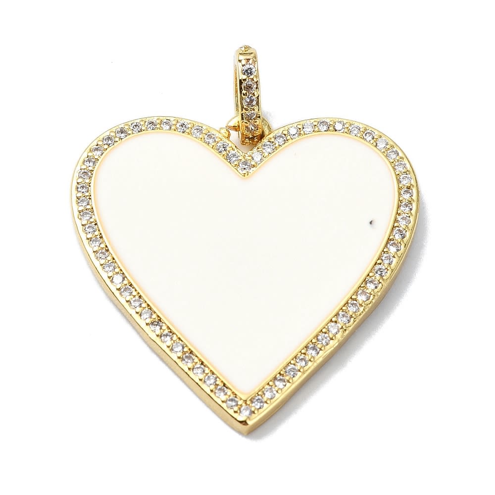 Maxi dije colgante corazón esmaltado zircón 31 mm baño de oro / unidad6