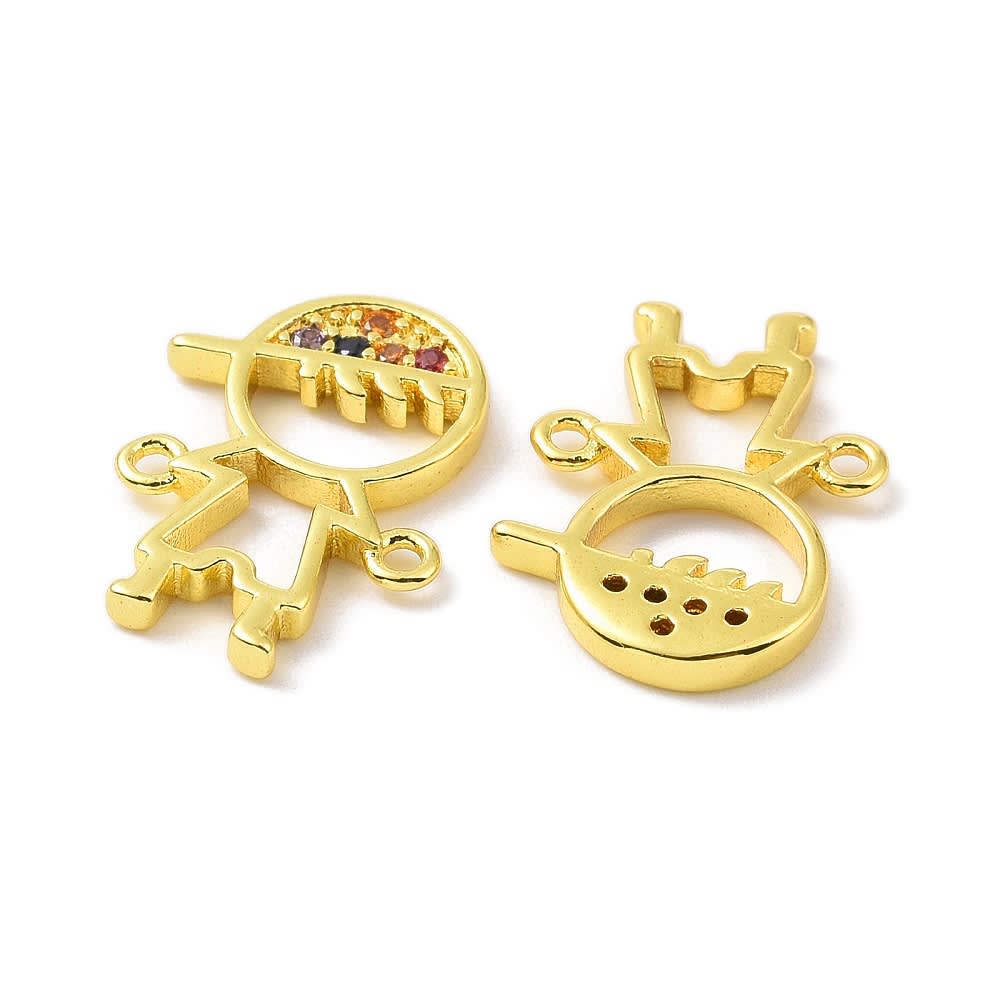 Dije conector niña niño zircón 16 mm baño de oro / unidad3