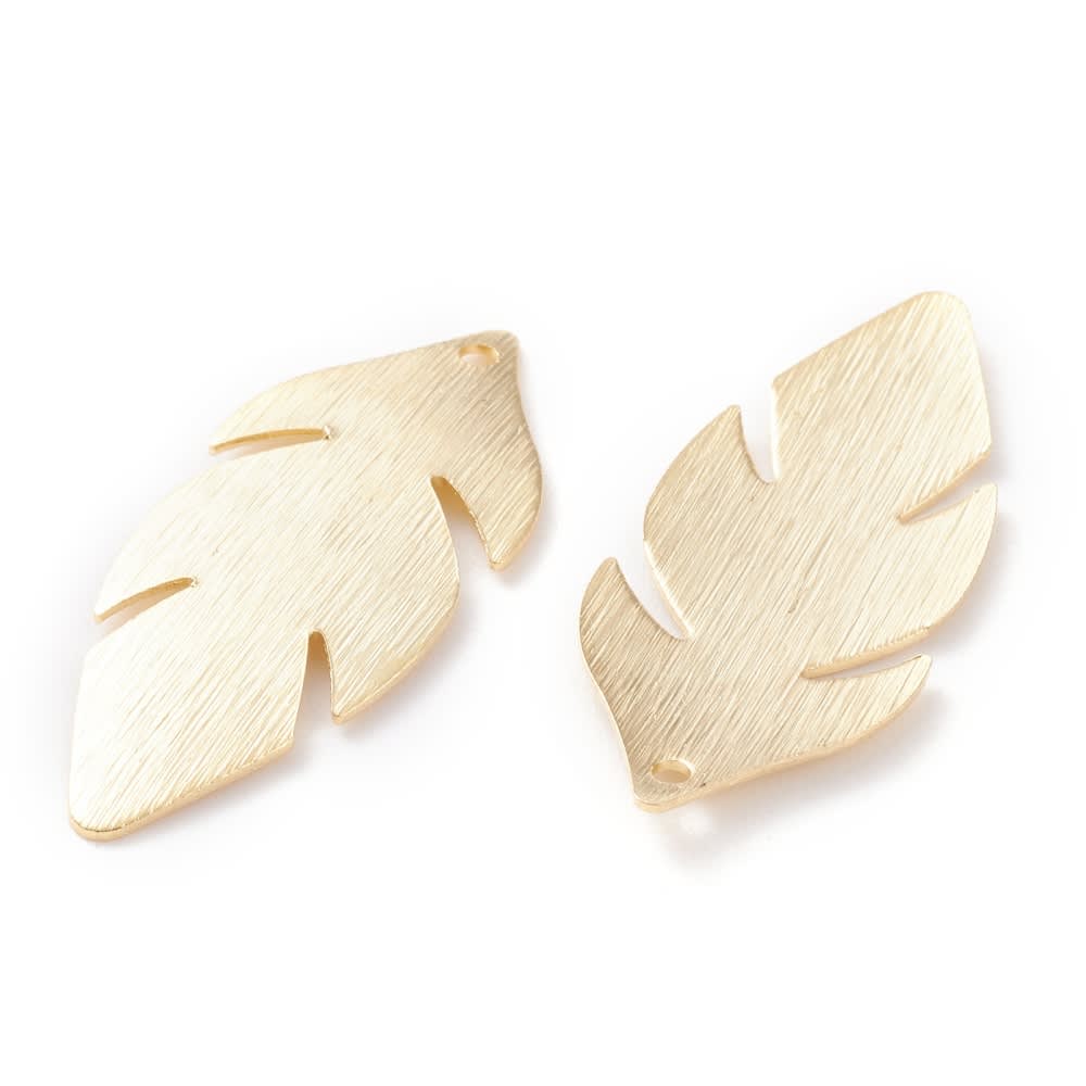 Dije colgante hoja 30 mm baño de oro / unidad2