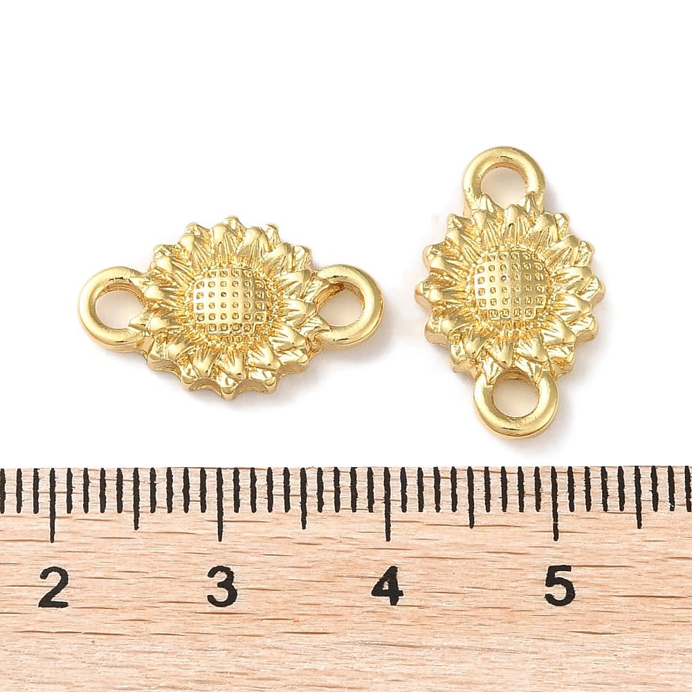 Dije conector flor margarita 18 mm baño oro / unidad3