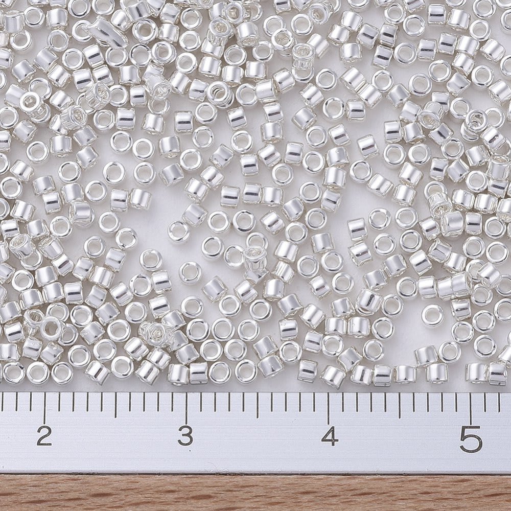 Cuentas de miyuki delica 11/0 mostacilla baño plata silver / gramo4