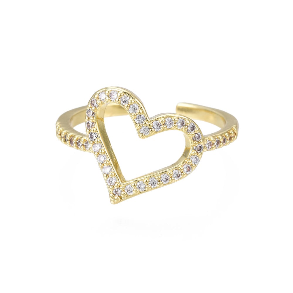Anillo ajustable maxi silueta corazón baño de oro / unidad2