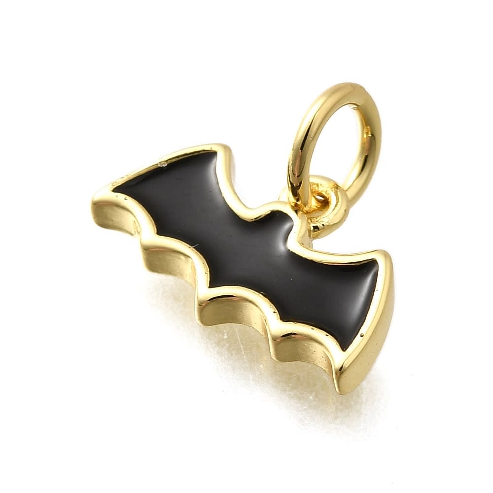 Dije colgante esmaltado murciélago Batman 12 mm baño oro / unidad2