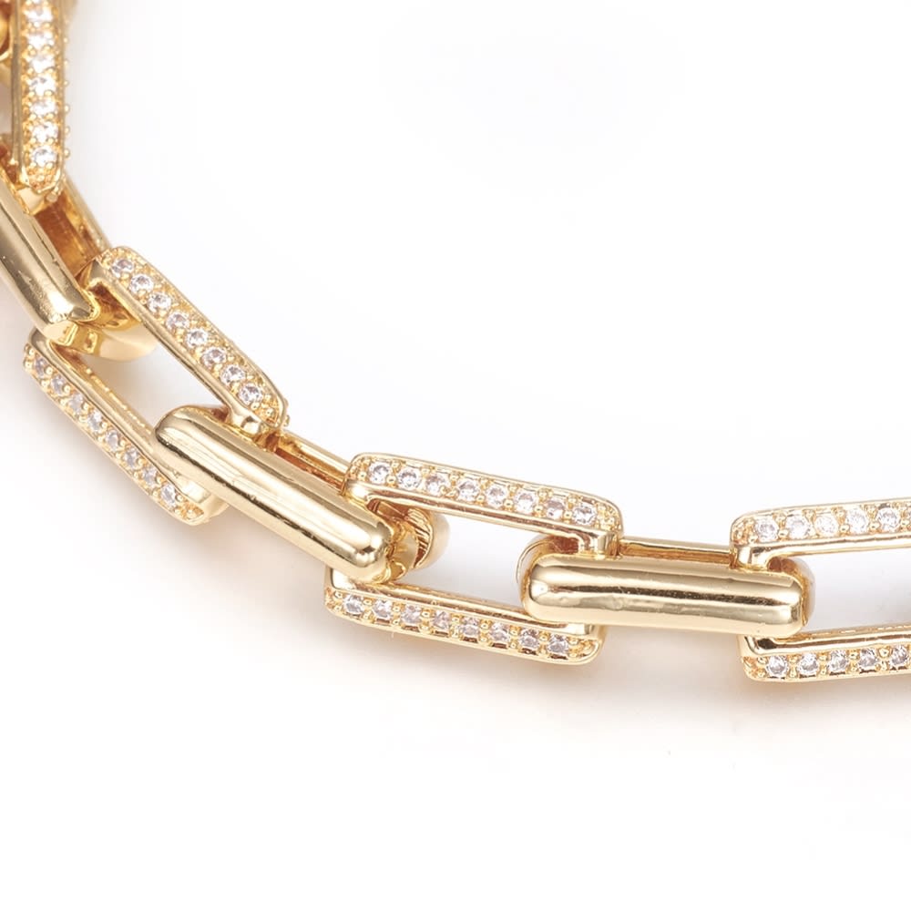 Pulsera eslabón rectangular elegante con zircón baño de oro / unidad2