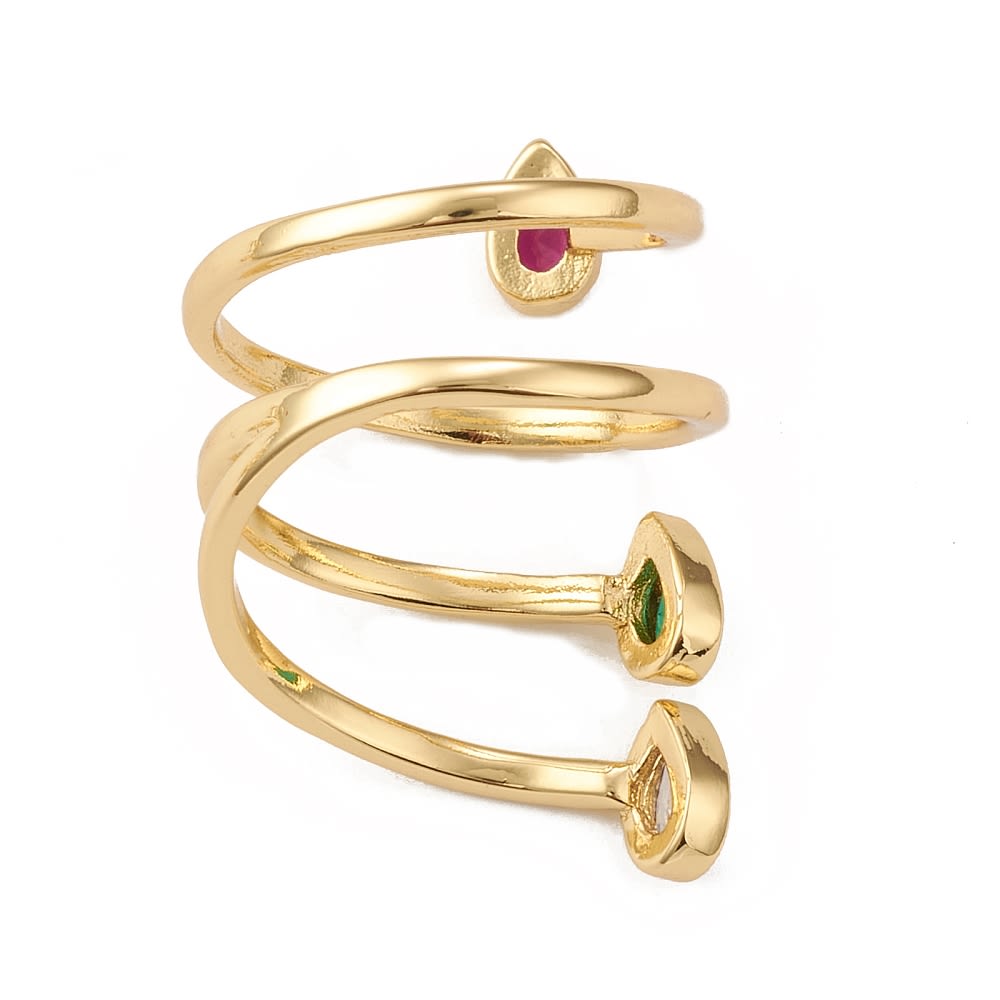 Anillo ajustable tras vueltas zircón multicolor y baño de oro / unidad2