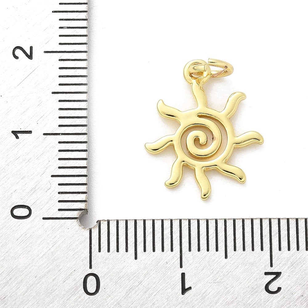 Dije colgante sun sol 16.5 mm baño de oro / unidad3