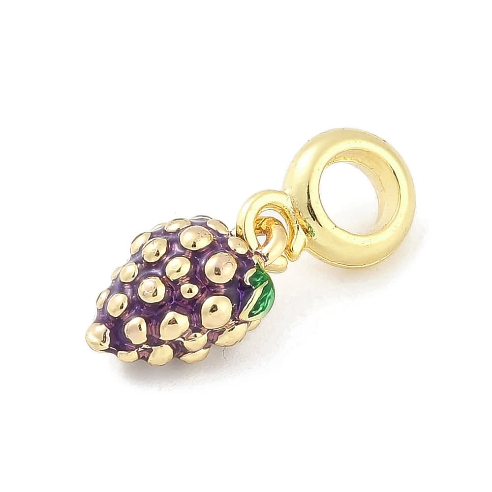 Colgante europeo charm mora fruta baño oro / unidad1