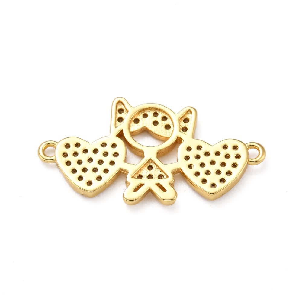 Dije conector niña niño zircón corazón baño de oro / unidad3