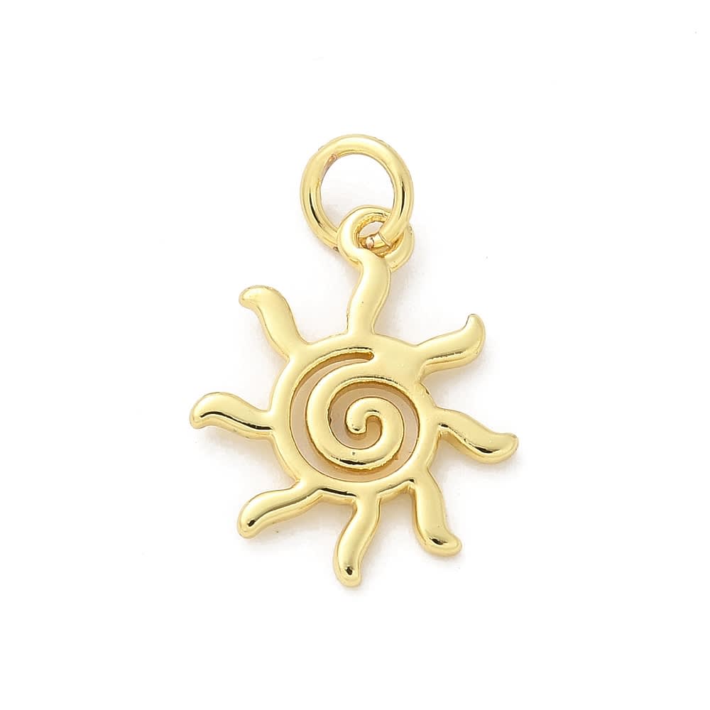Dije colgante sun sol 16.5 mm baño de oro / unidad1