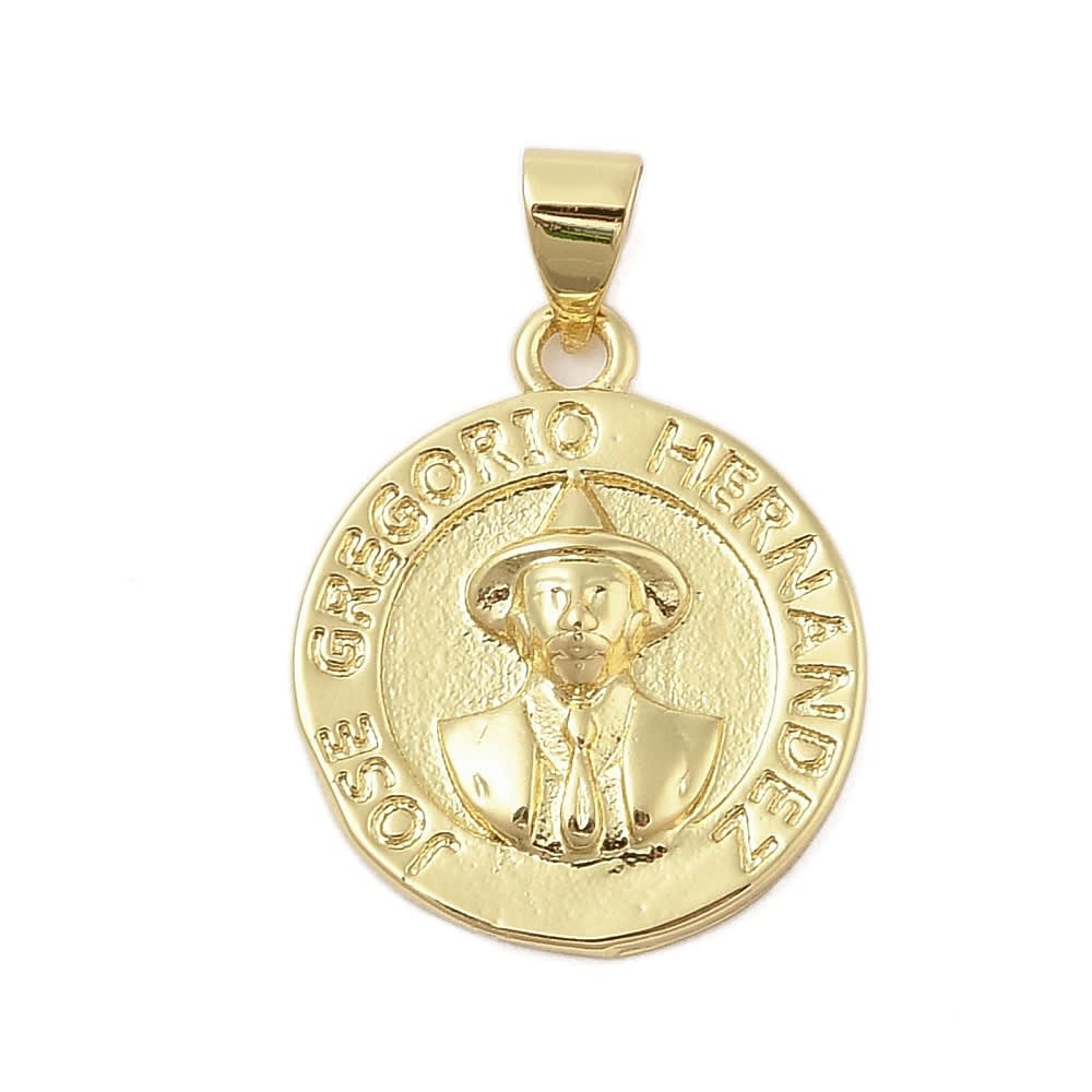 Dije colgante medalla Dr Jose Gregorio Hernández 20 mm baño oro / unidad2