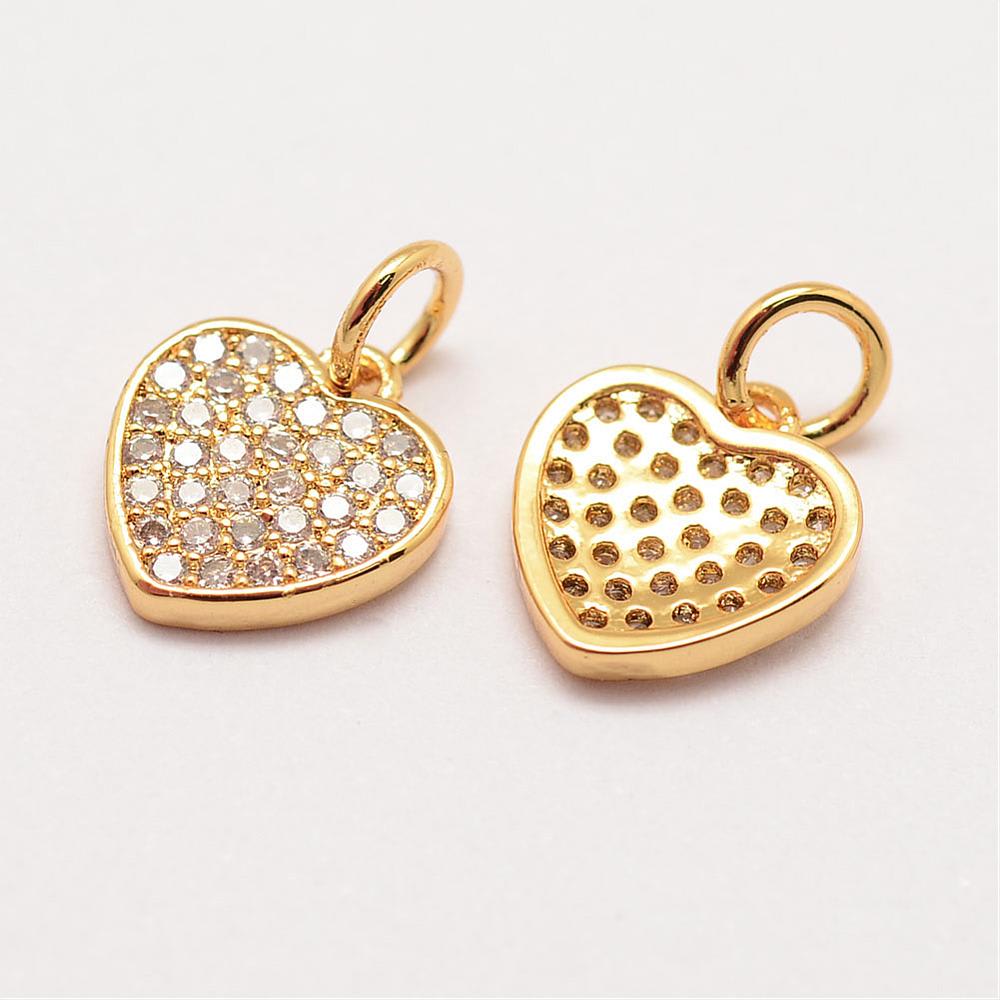 Dije colgante corazón brillante zircón baño de oro / unidad1