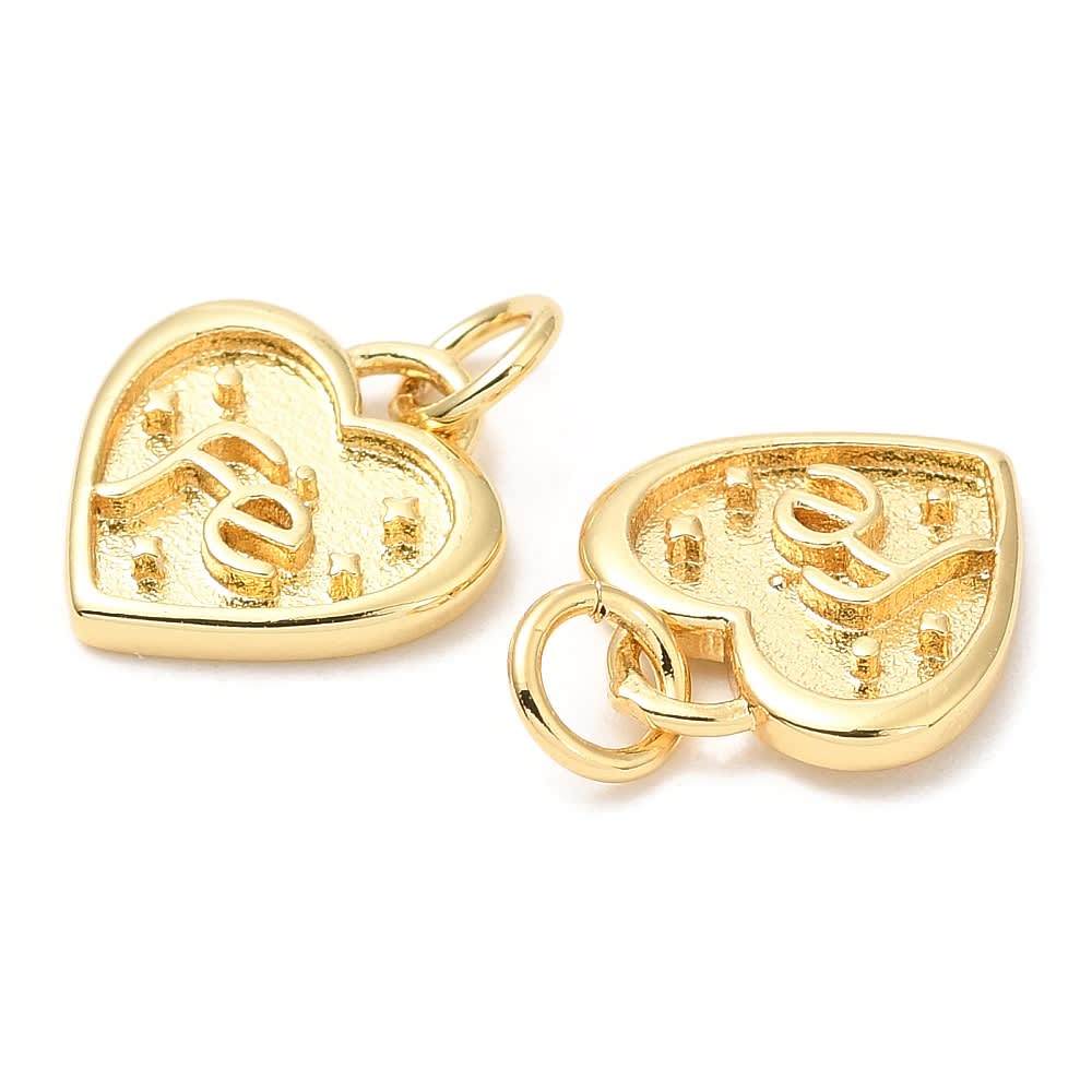 Dije colgante corazón fe 12.5 mm baño oro / unidad2