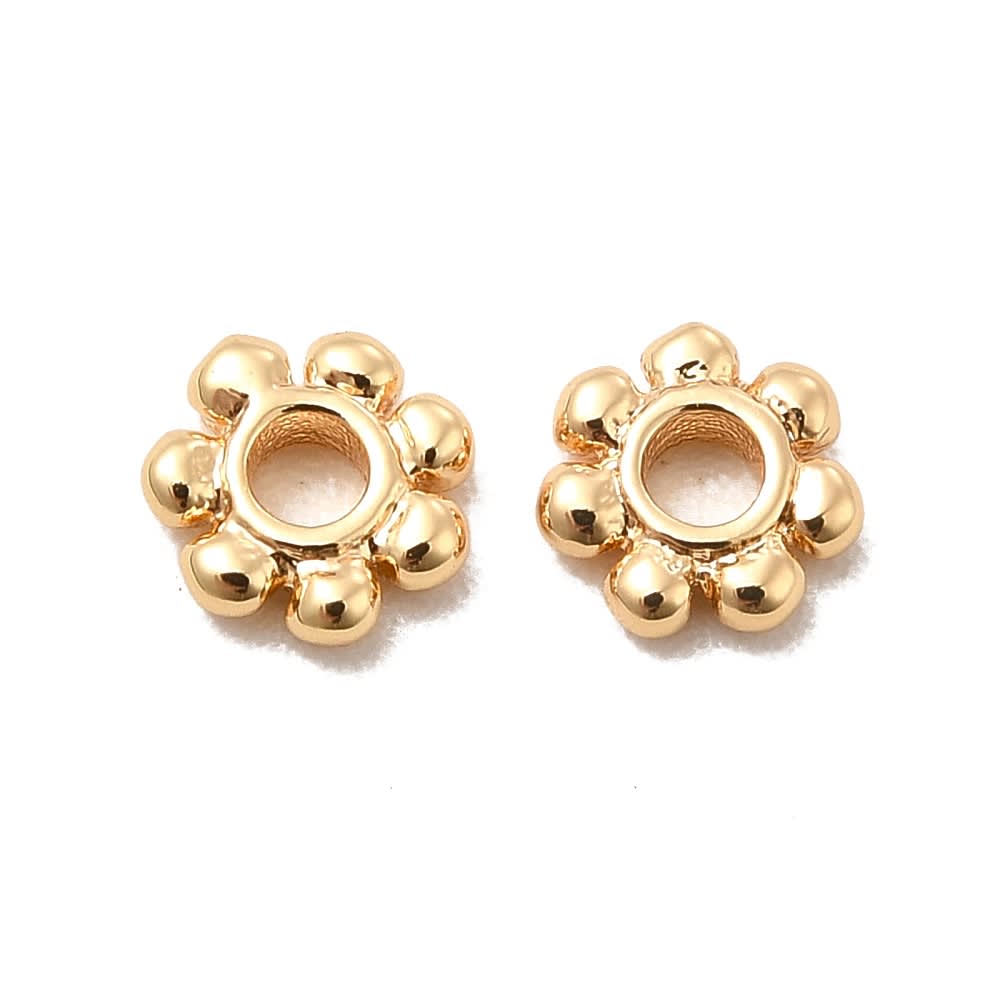 Separador plano flor margarita 4.5x1.5 mm baño oro / 5 uds1