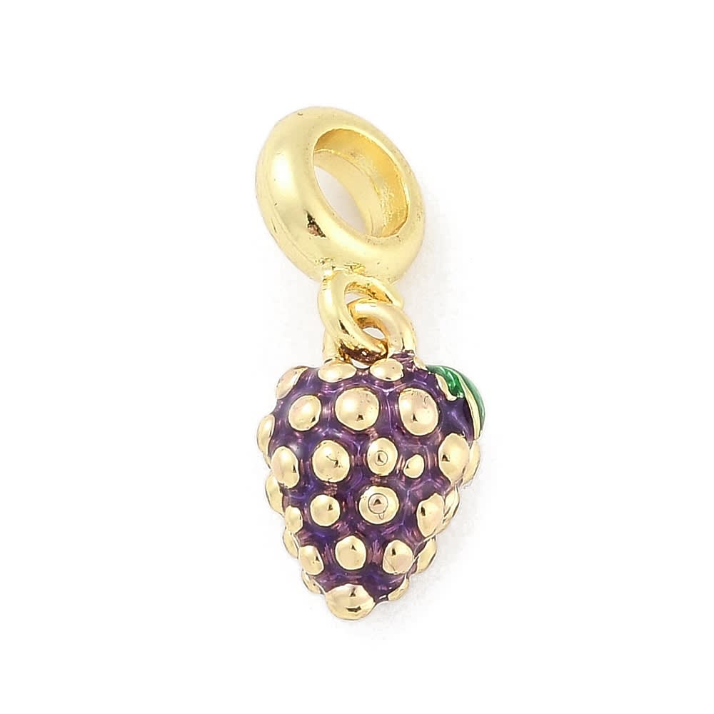Colgante europeo charm mora fruta baño oro / unidad2
