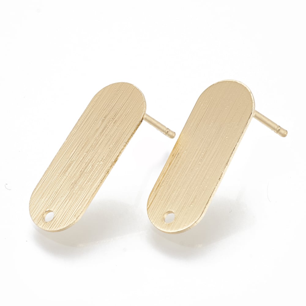 Base de aros topito óvalo 21x8 mm con orificio baño de oro / par2