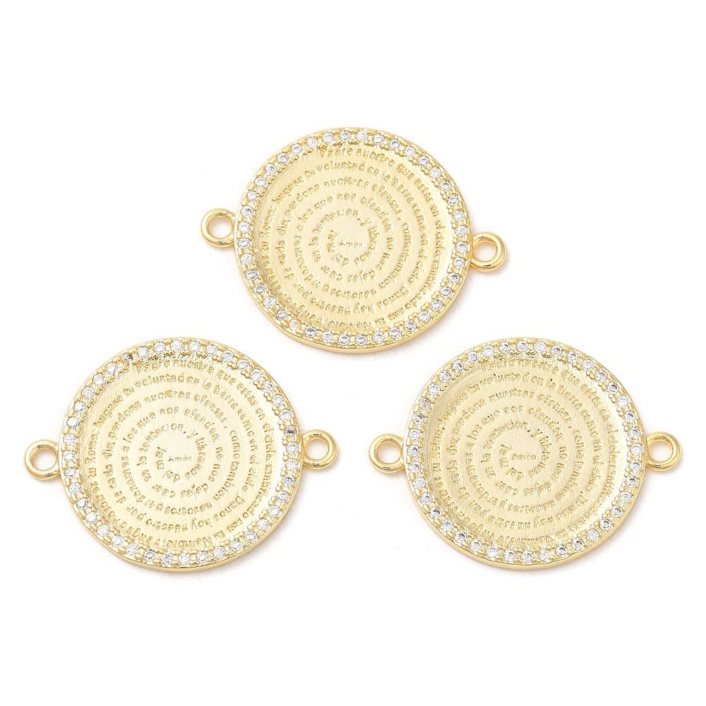 Dije conector oración Padre nuestro 28 mm baño oro / unidad3