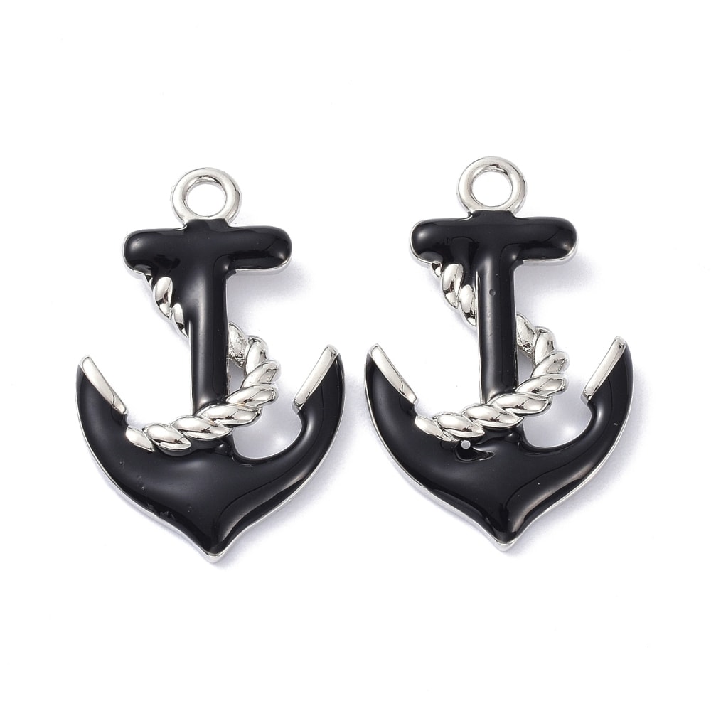 Dije esmaltado ancla 25 mm baño de platino / unidad2