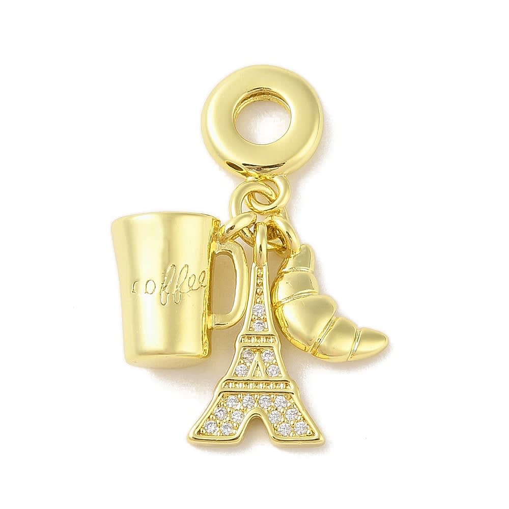 Colgante europeo charm torre eiffel croissant taza de café / unidad1
