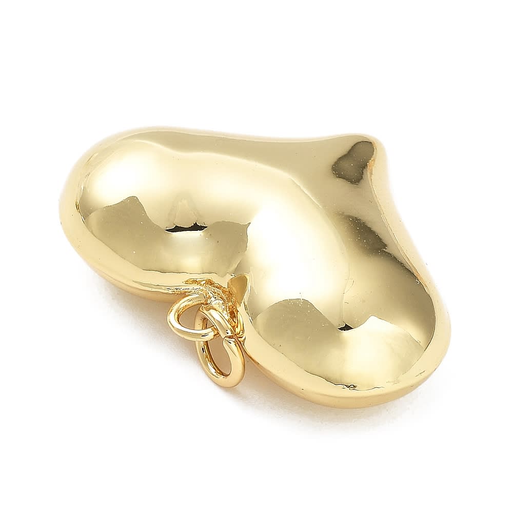 Dije colgante corazón inflado chunky 27 mm baño oro platino / unidad4