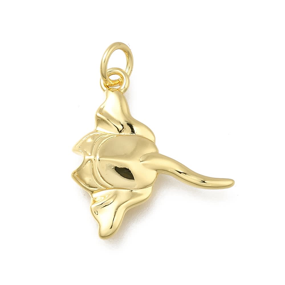 Dije colgante manta raya 19.5 mm baño oro / unidad2