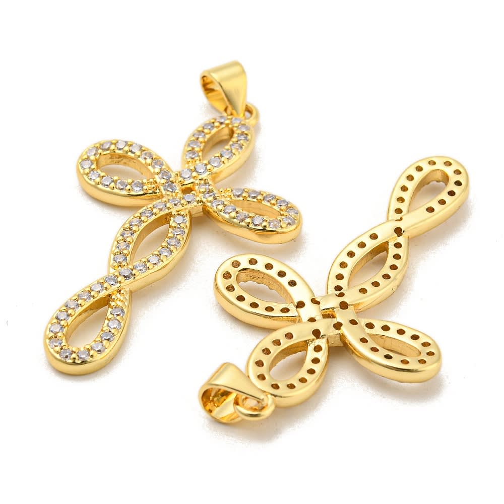 Maxi dije colgante cruz zircón 37 mm baño de oro / unidad2