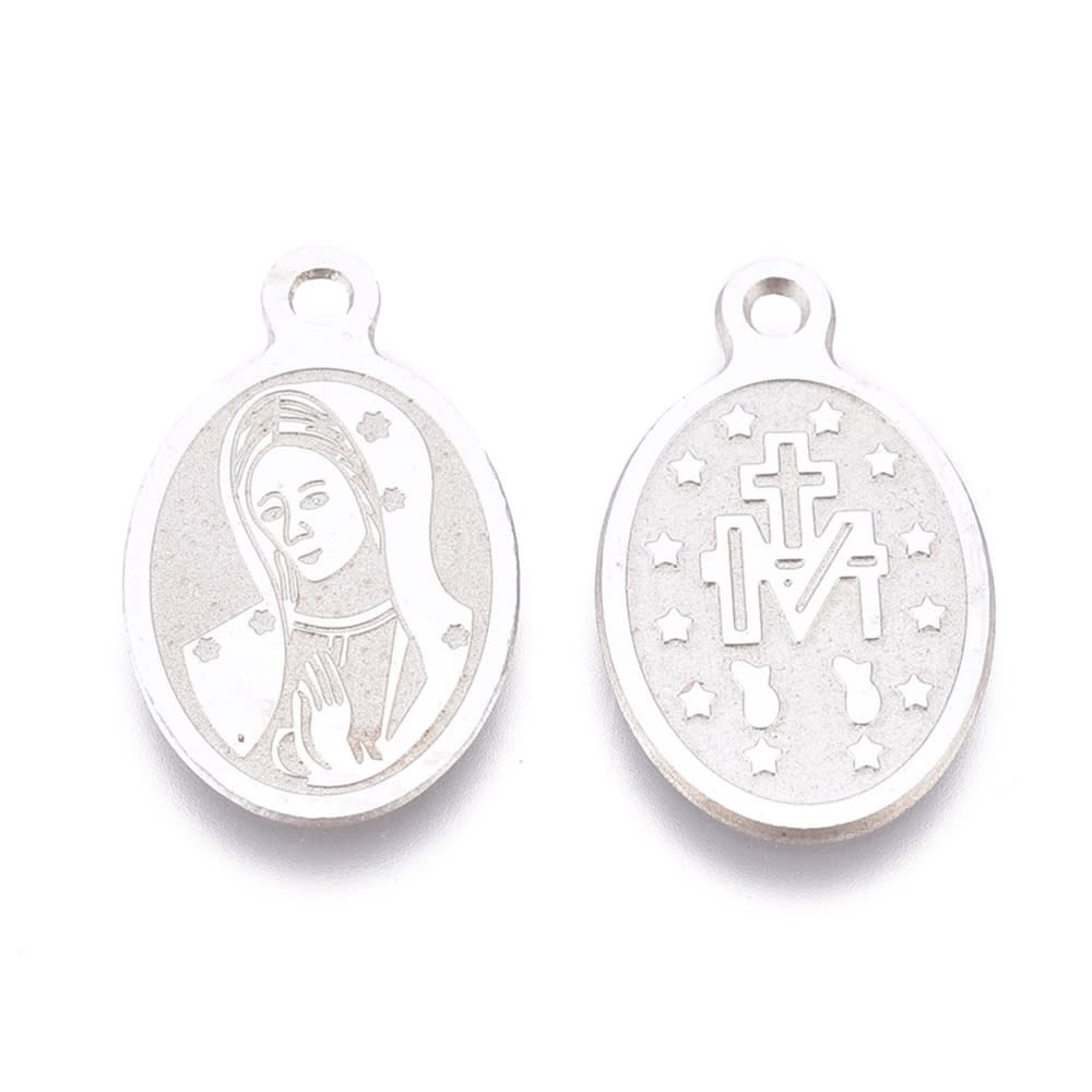 Dije colgante Virgen María acero plateado / unidad1