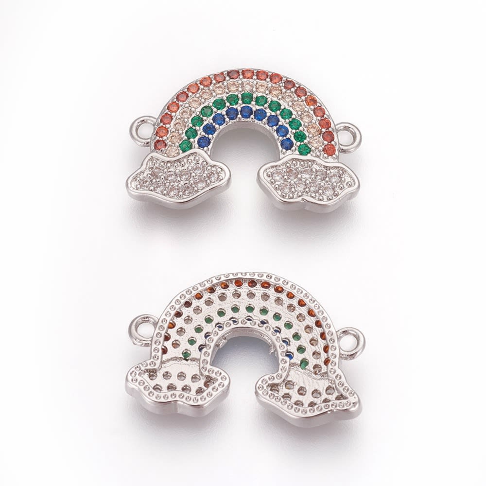 Dije conector arco iris multicolor baño platino / unidad2