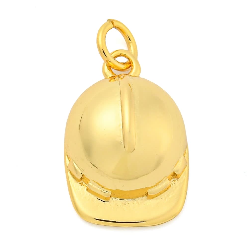 Dije colgante casco ingeniero 17.5 mm baño de oro / unidad2