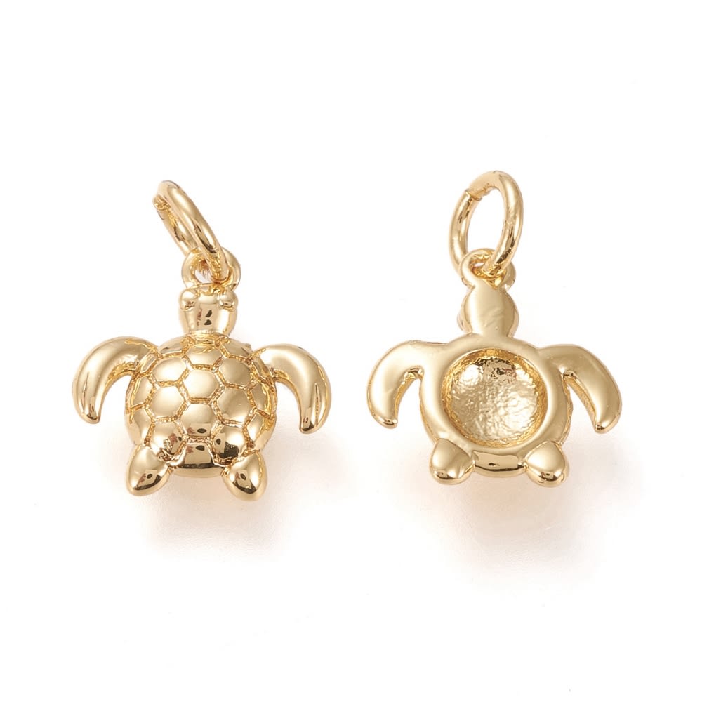 Dije colgante tortuga marina 12 mm baño de oro / unidad1