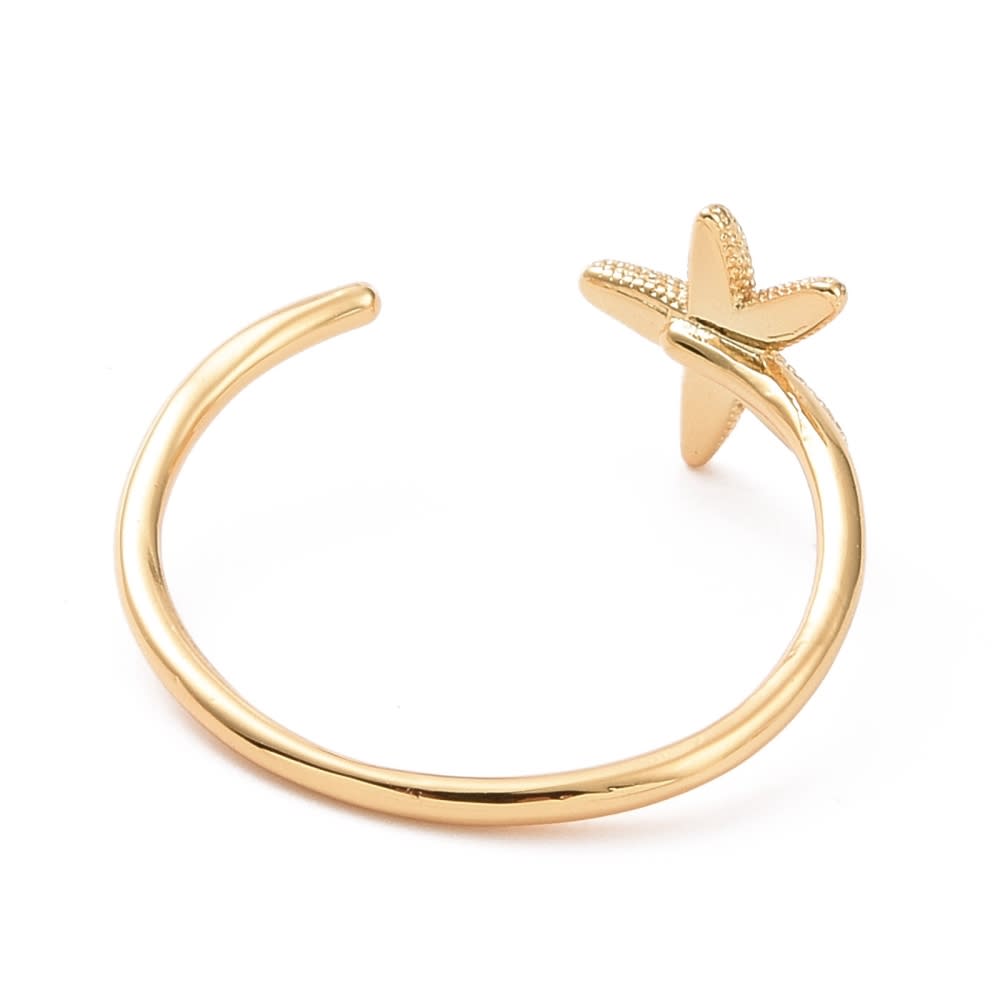 Anillo ajustable estrella de mar 9.5 mm baño de oro / unidad3