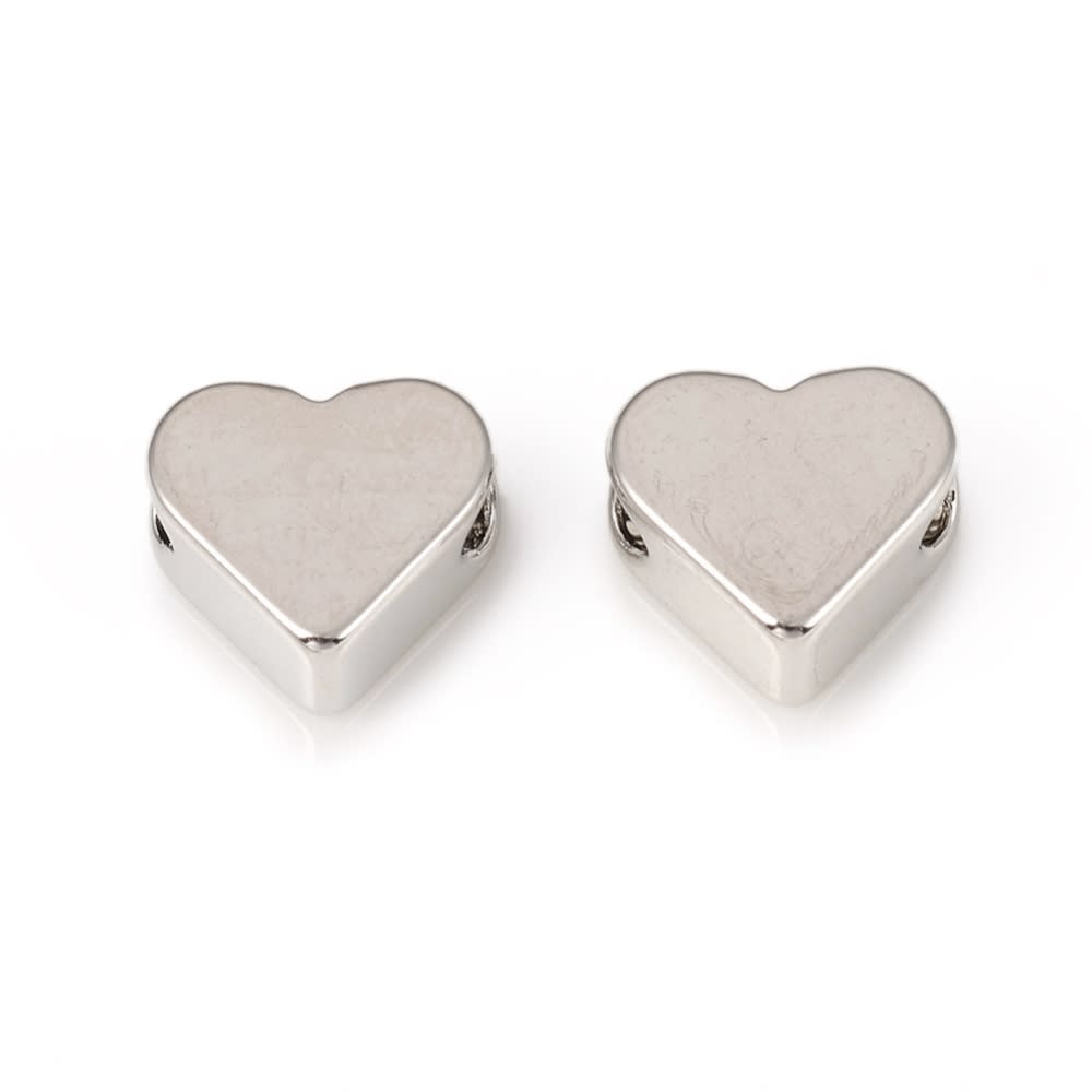 Dije pasador corazón 6.5 mm baño de platino / unidad1