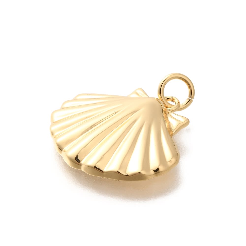 Dije colgante concha mar 18.5 mm baño de oro / unidad2