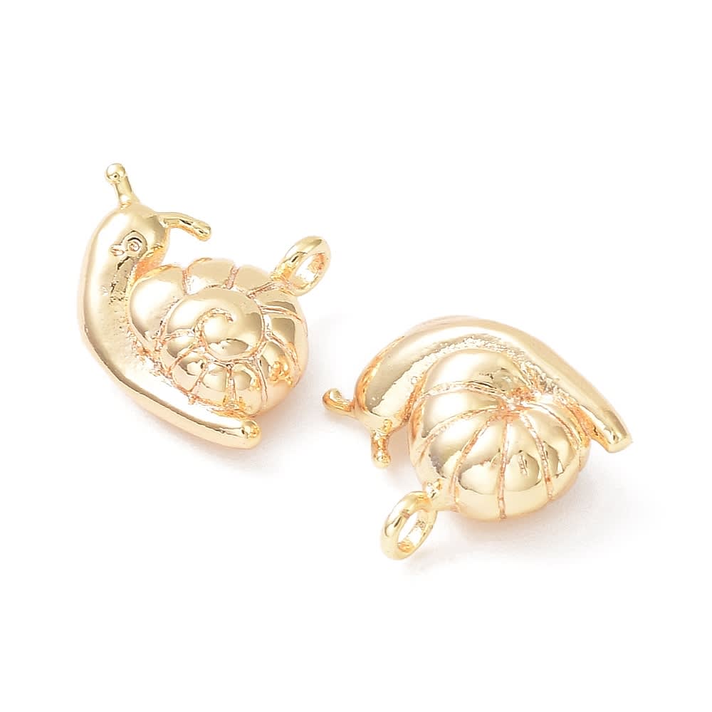 Dije colgante caracol terrestre 13.5 mm baño de oro / unidad2