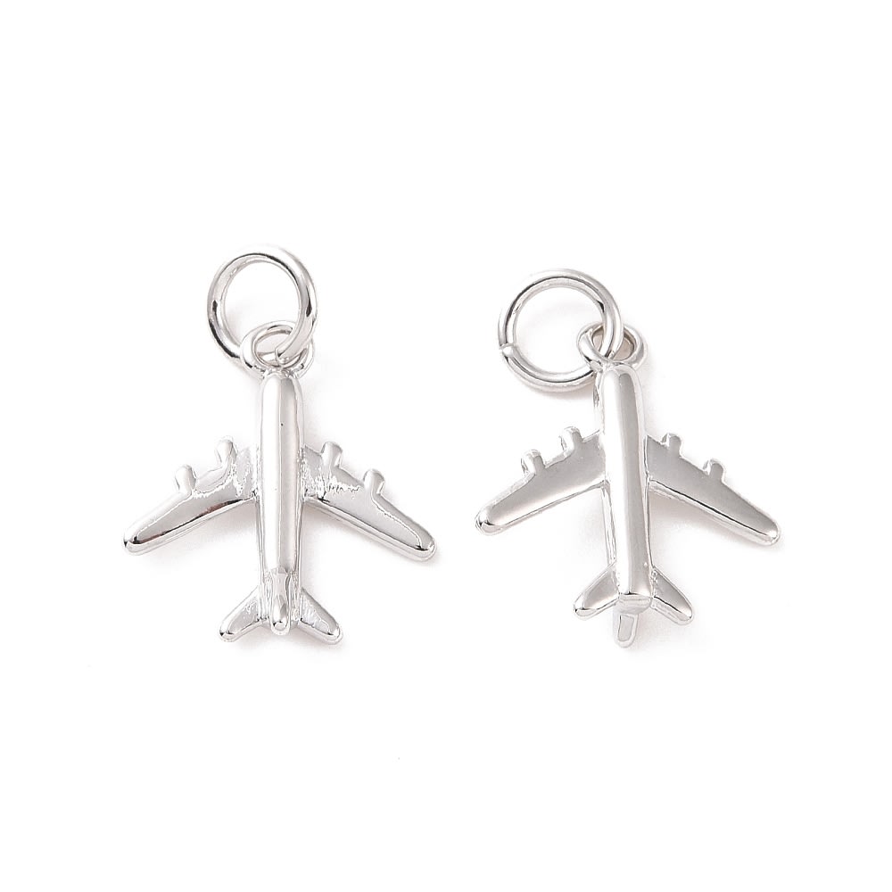 Dije colgante avión 14 mm baño oro platino / unidad4