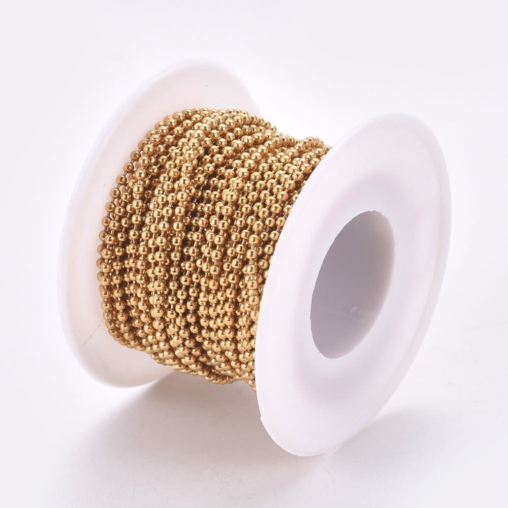 Cadena militar con balines acero dorado plateado / metro5