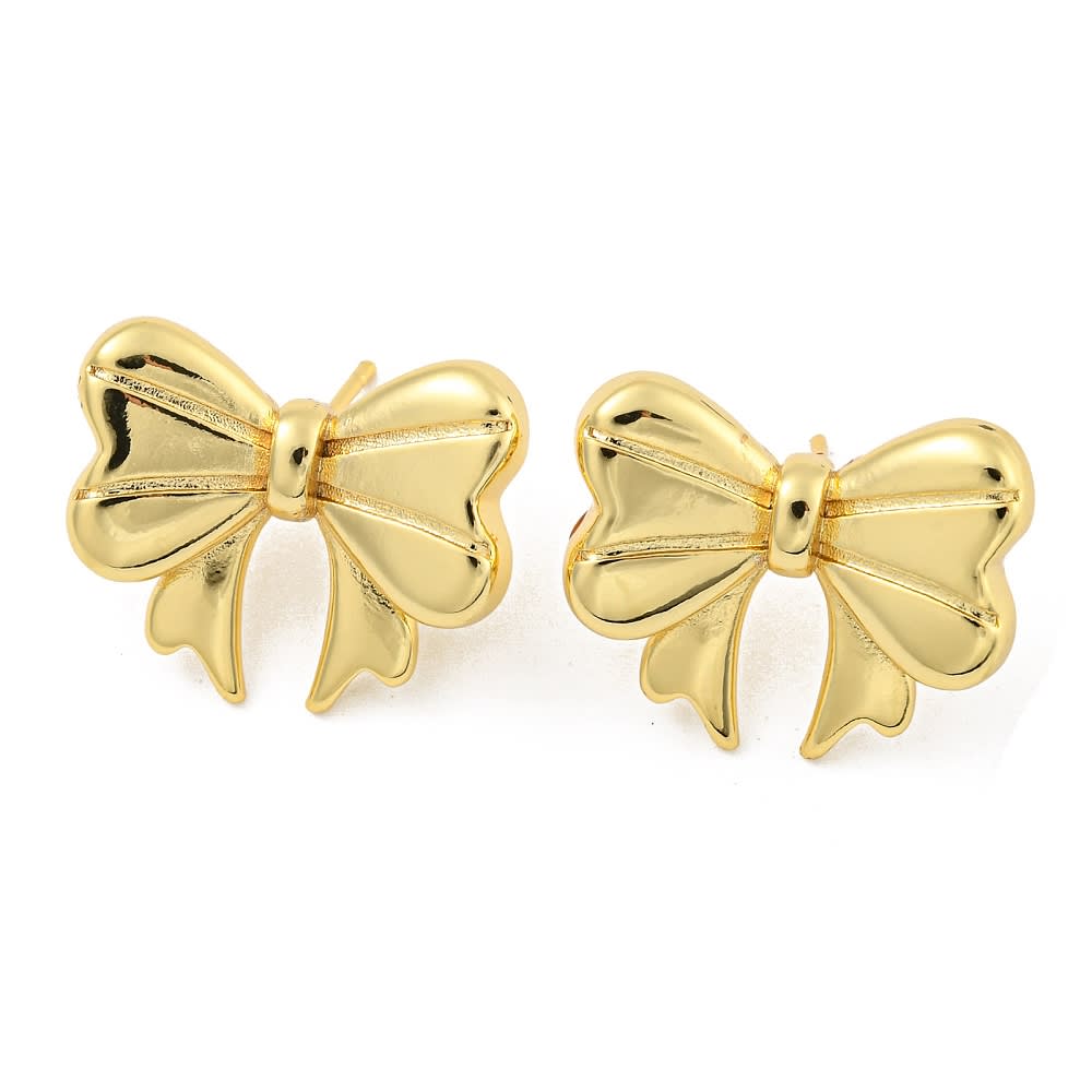 Aros topo topito lazo coquette 22 mm baño de oro / par1