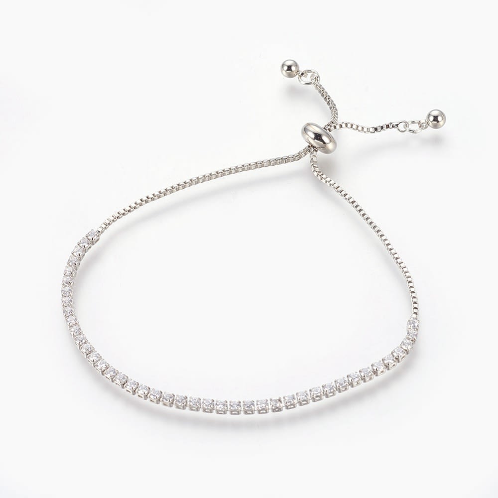 Pulsera ajustable de zircón baño de platino/ unidad1