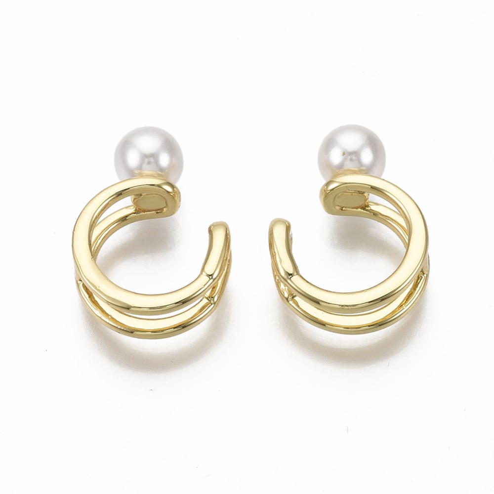 Ear cuff solitarios con perla baño de oro / unidad3