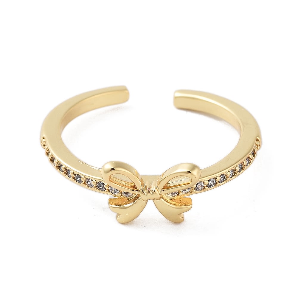 Anillo ajustable lazo coquette zircón baño de oro / unidad2