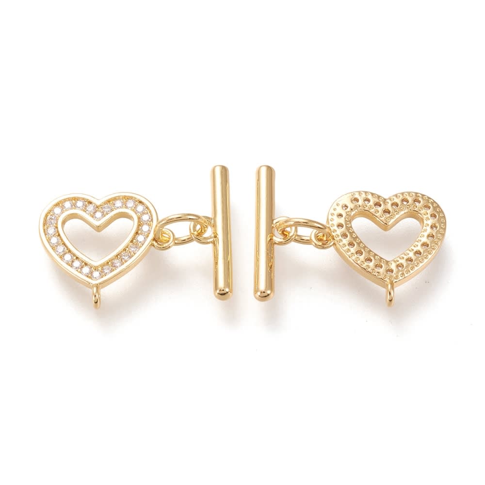 Broche corazón marinero baño de oro / set2