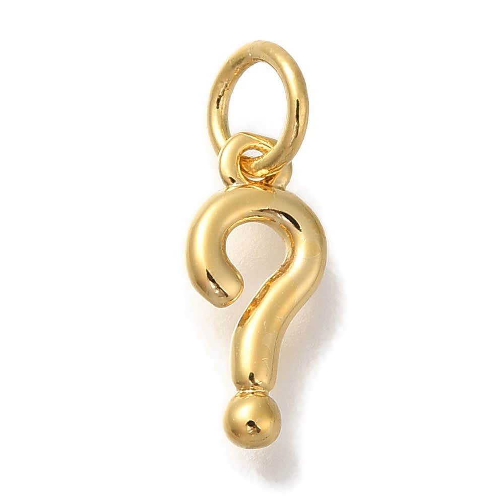 Dije colgante signo de interrogación 12 mm  baño de oro / unidad1
