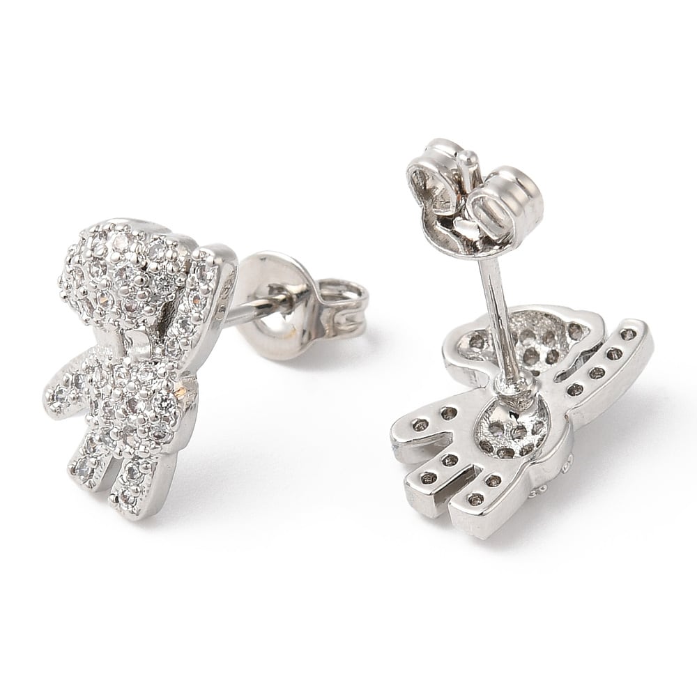 Aros topo topito osito zircones 12 mm dorado plateado / par4