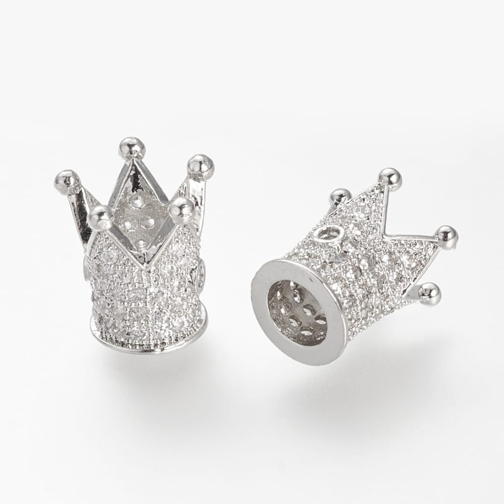 Dije pasador corona dorado plateado zircón / unidad7