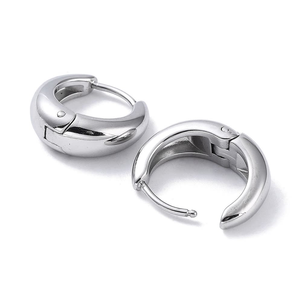 Aros argollas acero quirúrgico aretes hipoalargénicos huggie 15 mm / par1