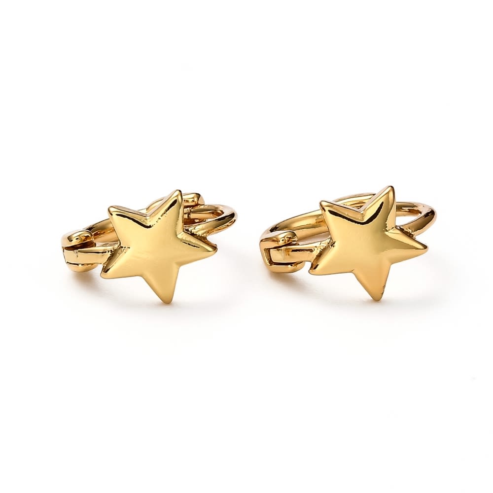 Aros argollas huggie estrella niña mujer baño de oro / par2