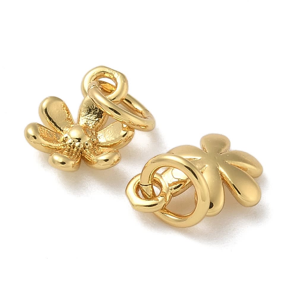 Dije colgante flor 8.5 mm baño de oro / unidad1